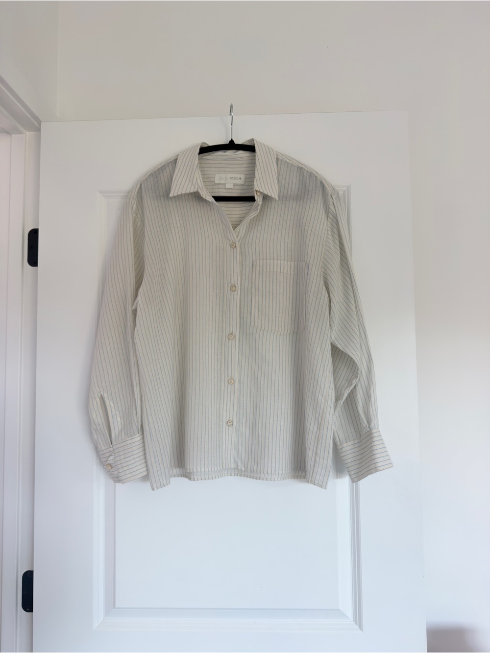 Zara Blue Stripe Cotton Button Down Shirt M